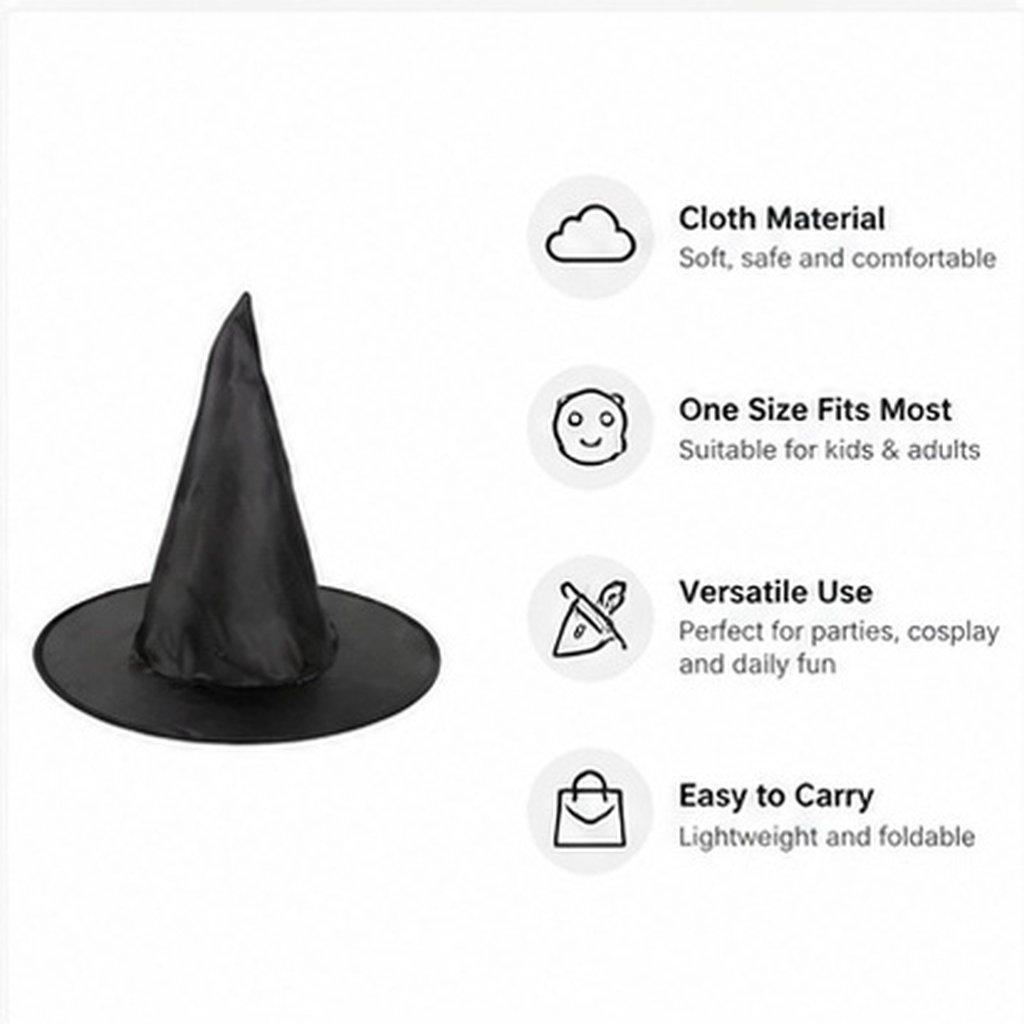 Easy Cosplay Prop - 8 Buah Topi Penyihir Halloween dengan
