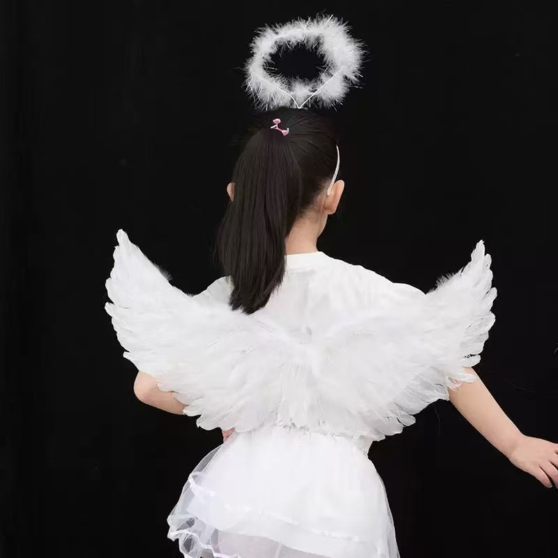 Sayap Bulu Malaikat + Set Band - Cosplay Prop Kit ulasan dan harga
