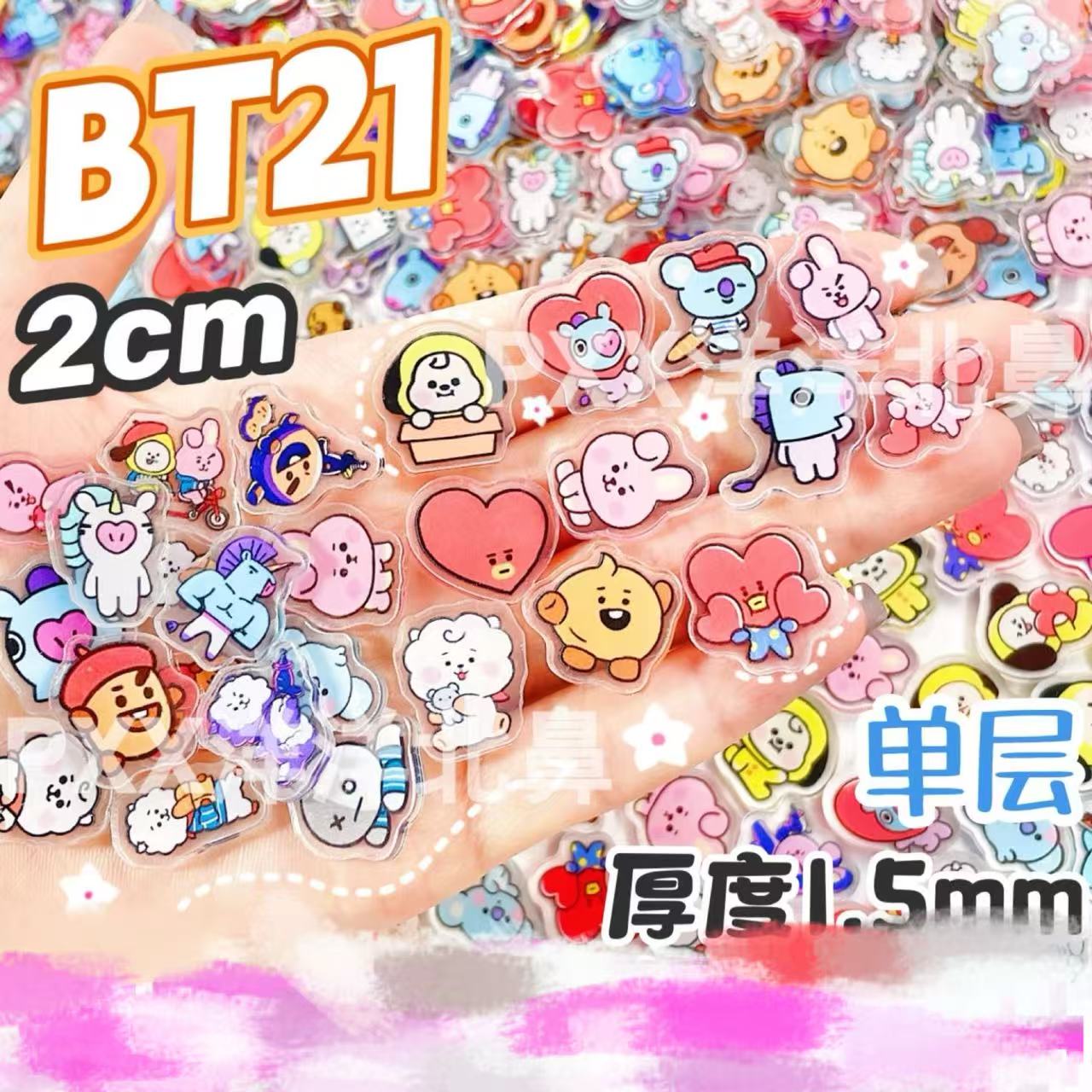 100pcs BT21 BTS Potongan Akril - Cosplay Material For Prop ulasan dan harga